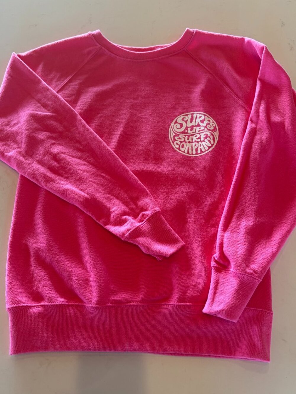 Surf’s Up Surf Co Pink Wave Graphic Sweatshirt XS Cotton Blend